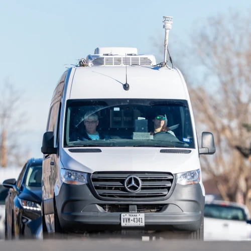 Mobile air monitoring vehicle used for environmental testing and field data collection.