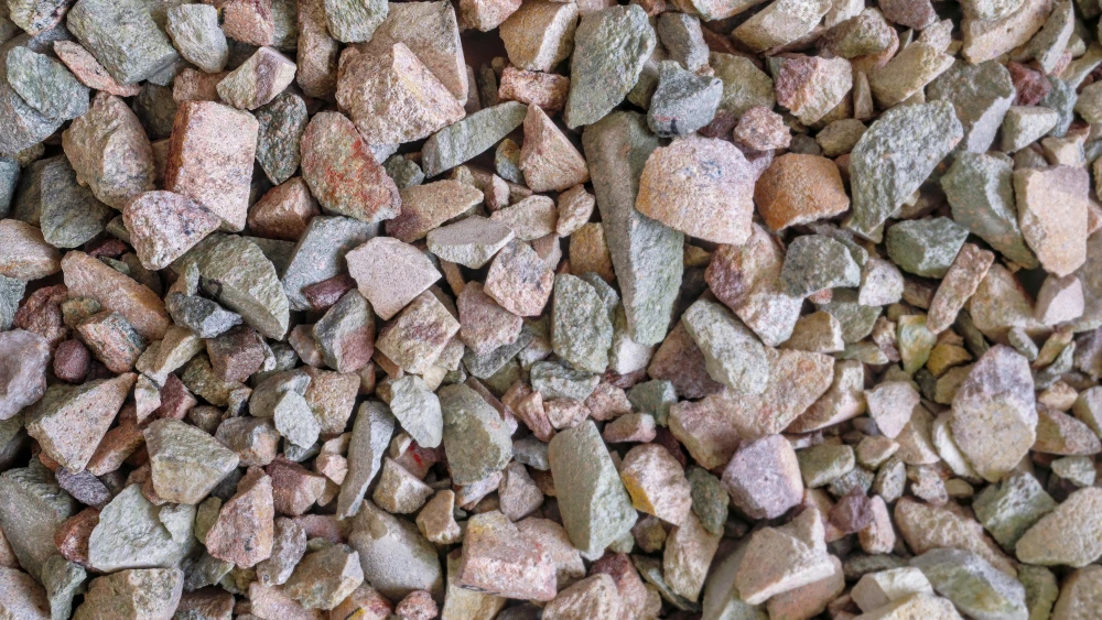 Close-up of mixed mineral rocks and gravel texture