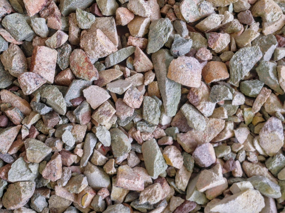 Close-up of mixed mineral rocks and gravel texture